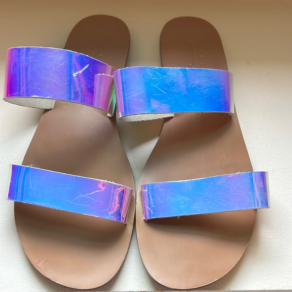 J.Crew iridescent slides